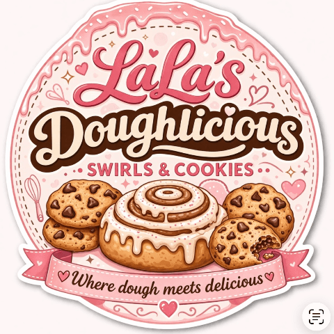 LaLa's Doughlicious Cookies & Swirls logo